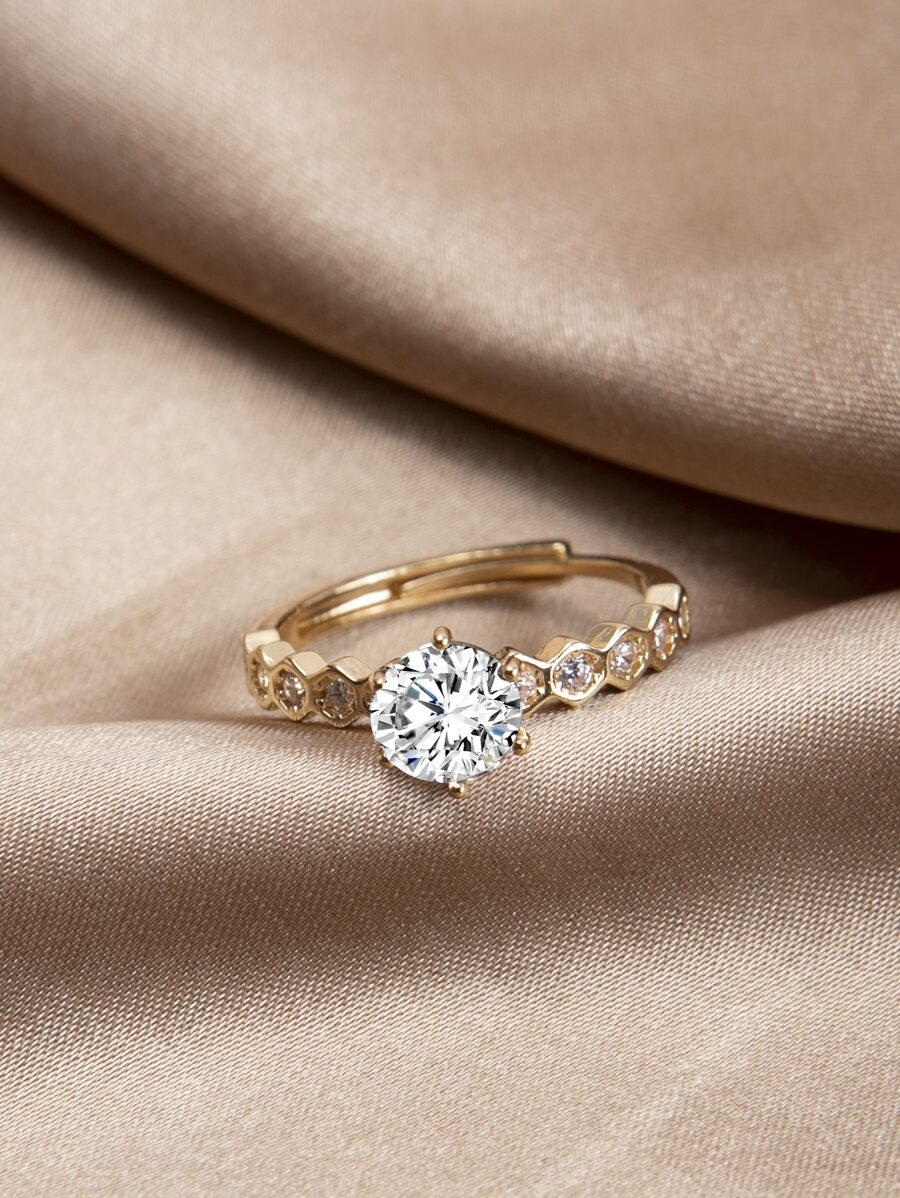 Anillo zirconia cúbica - Amarillo Oro - Ver 1