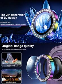6pcs Rhinestone Decor Lens Protector Compatible With IPhone15/15Plus/15Pro/15Promax Gift For Birthday, Family, Friends Sparkling Crystal, Lens Protector, Phone Accessories