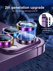 6pcs Rhinestone Decor Lens Protector Compatible With IPhone15/15Plus/15Pro/15Promax Gift For Birthday, Family, Friends Sparkling Crystal, Lens Protector, Phone Accessories