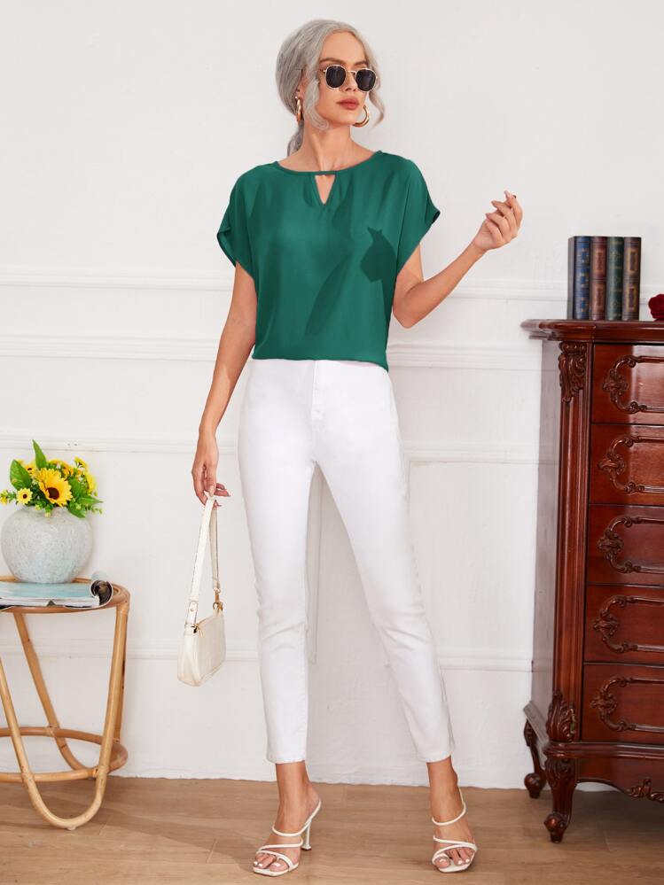 SHEIN LUNE Blouse à manches chauve-souris - Vert sapin - Voir 3