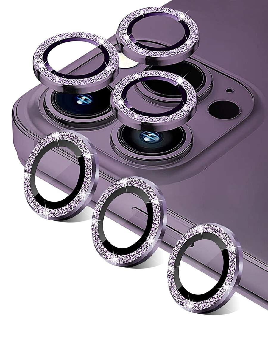 6入組裝閃光鏡頭保護膜相容於 iPhone15/15Plus/15Pro/15Promax - 紫色 - 查看 1