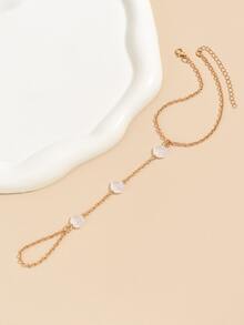 Shell Decor Mittens Anklet - Yellow Gold - View 2