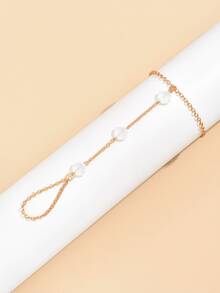 Shell Decor Mittens Anklet - Yellow Gold - View 4