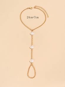 Shell Decor Mittens Anklet - Yellow Gold - View 6