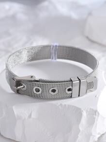 Mesh Watch Band Design Bracelet - Silver - View 3