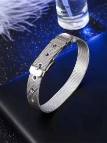 Mesh Watch Band Design Bracelet - Silver - View 4