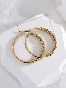 Pendientes de aro con diseño de cuenta - Amarillo Oro - Ver 3