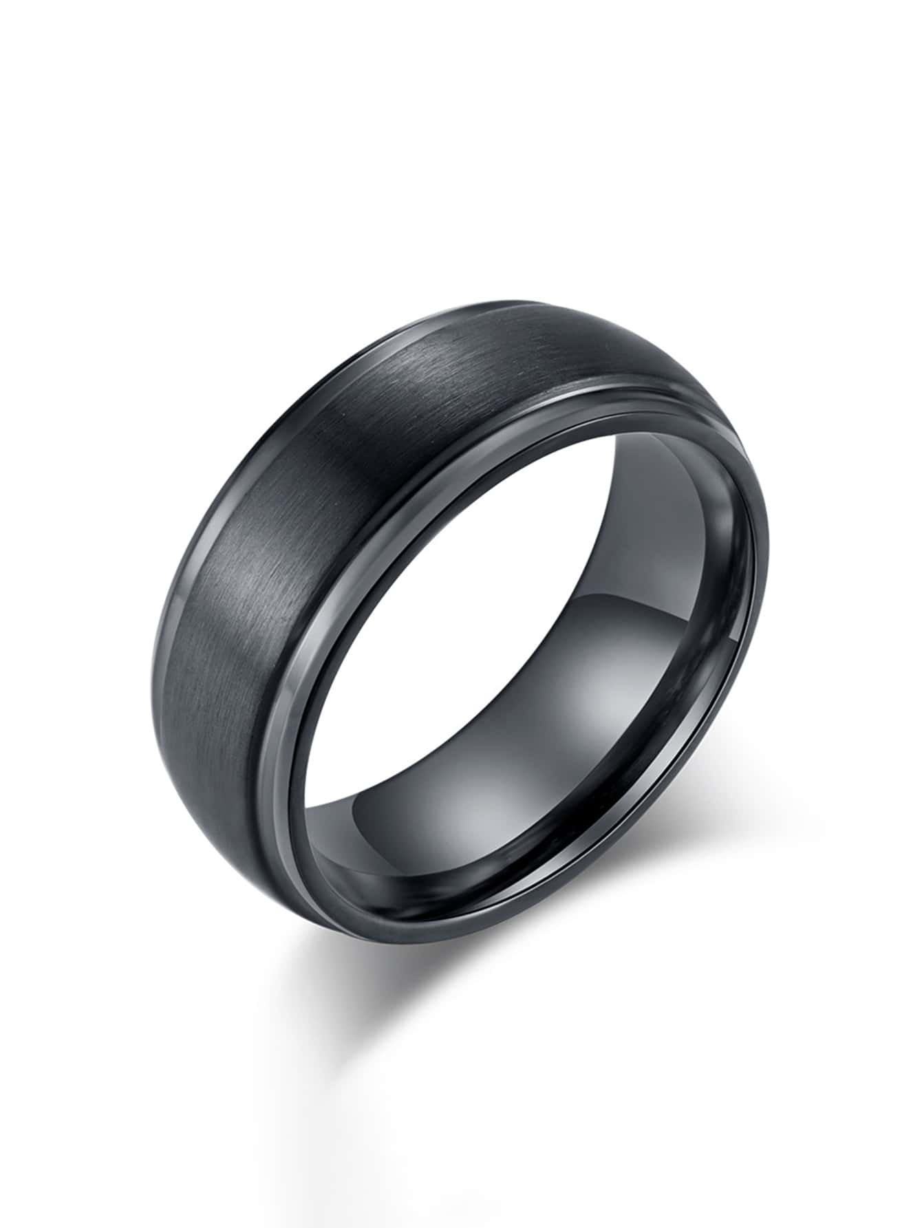 Men Minimalist Stainless Steel Ring - Black - View 1