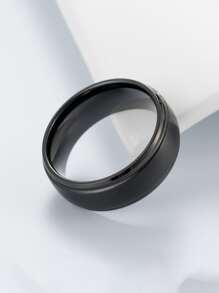 Men Minimalist Stainless Steel Ring - Black - View 3