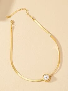 Faux Pearl Decor Choker - White - View 2