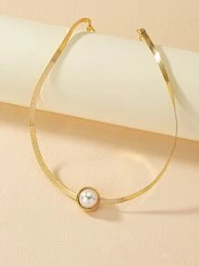 Faux Pearl Decor Choker - White - View 3
