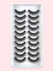 10 对全假睫毛 12 毫米自然长睫毛条状睫毛、睫毛、睫毛、假睫毛 - 黑色 - 查看 1