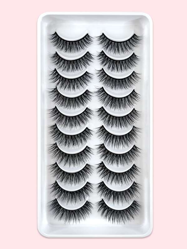 10 Paires De Faux Cils Complets 12 Mm, Longs Cils Naturels