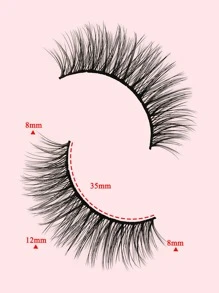 10 对全假睫毛 12 毫米自然长睫毛条状睫毛、睫毛、睫毛、假睫毛 - 黑色 - 查看 4
