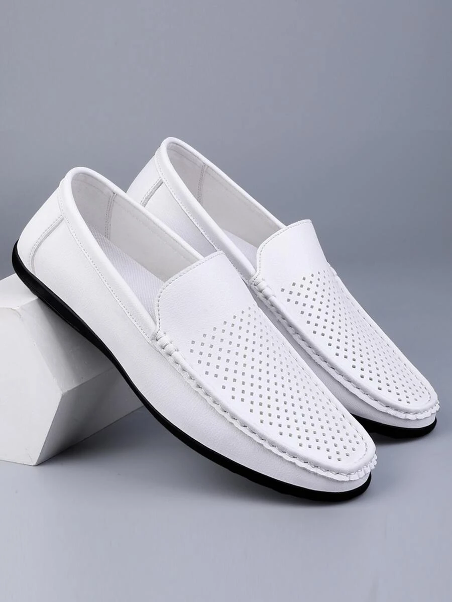 Men Top-stitching Design Casual Loafers - White - View 1