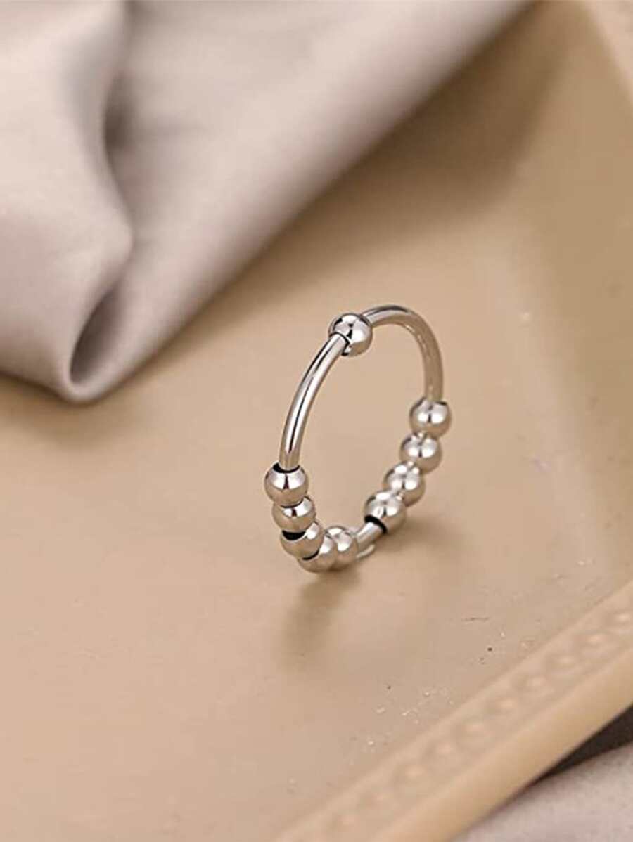 1入組男士可旋轉減壓戒指 - 銀色 - 查看 1