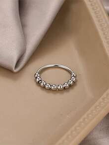 1入組男士可旋轉減壓戒指 - 銀色 - 查看 2