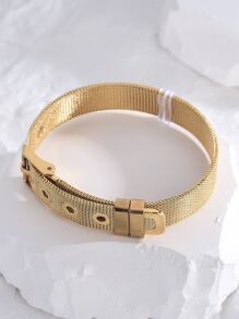 1 pieza Brazalete de acero inoxidable ajustable con estilo minimalista