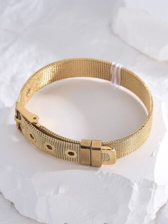 1 pieza Brazalete de acero inoxidable ajustable con estilo minimalista