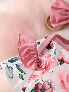 Bộ đồ Em bé Xù Tương phản ràng buộc Hoa - Nhiều màu - Xem 4