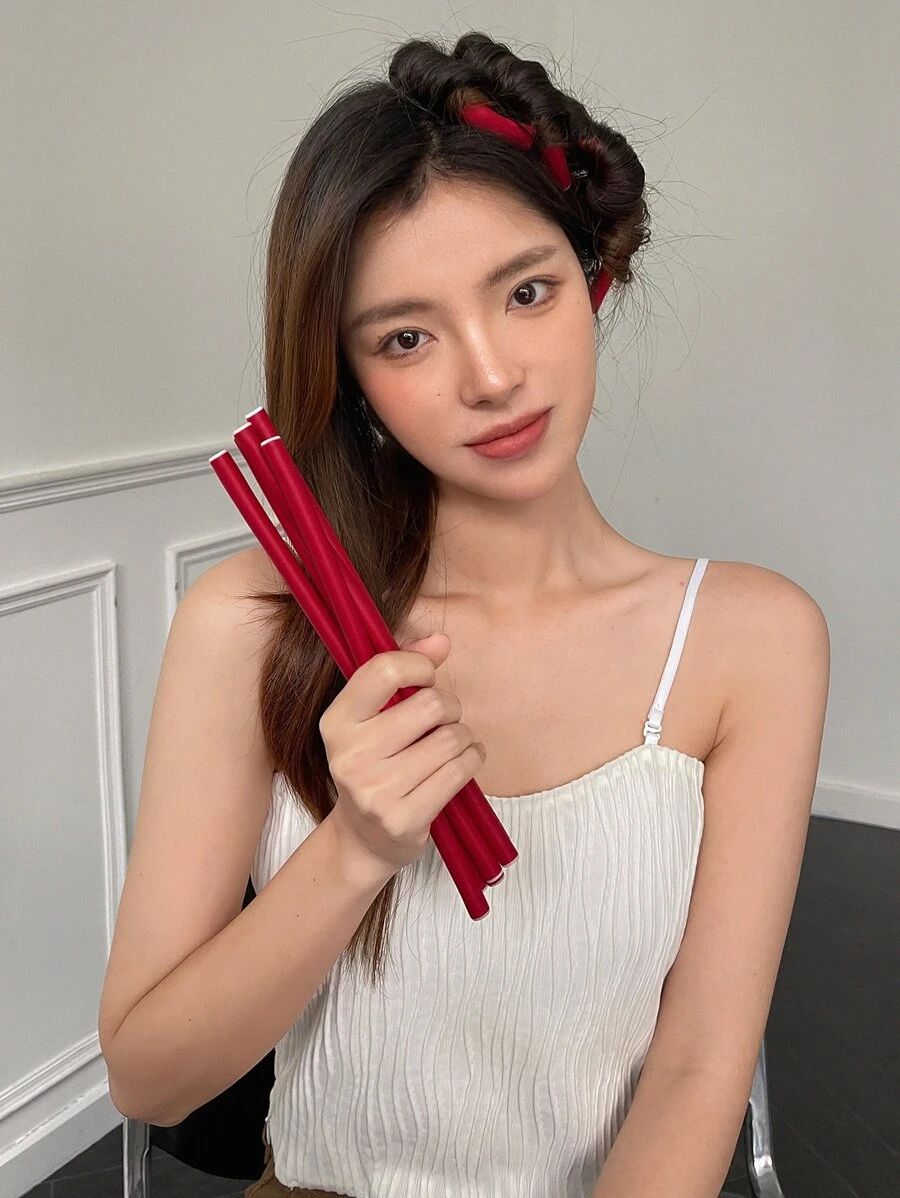 DAZY 10pcs Flexible Hair Curling Rod - Hot Pink - View 1