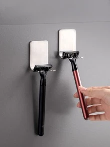 1 pieza Titular de la maquinilla de afeitar sin perforación montado en la pared - Plateado - Ver 1