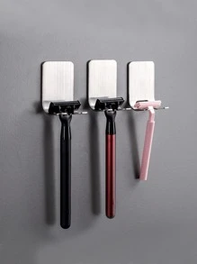 1 pieza Titular de la maquinilla de afeitar sin perforación montado en la pared - Plateado - Ver 4