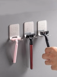 1 pieza Titular de la maquinilla de afeitar sin perforación montado en la pared - Plateado - Ver 5