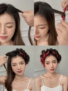 DAZY 10pcs Flexible Hair Curling Rod - Hot Pink - View 4
