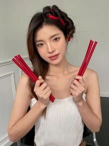 DAZY 10pcs Flexible Hair Curling Rod - Hot Pink - View 5