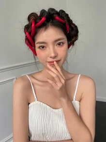 DAZY 10pcs Flexible Hair Curling Rod - Hot Pink - View 6