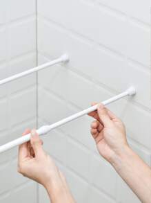 1pc Adjustable Telescopic Rod, White Scalable Towel Rod For Household - White - View 1