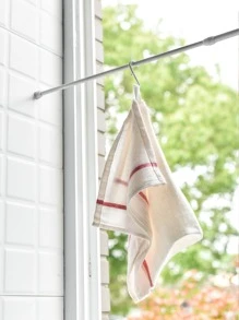 1pc Adjustable Telescopic Rod, White Scalable Towel Rod For Household - White - View 6