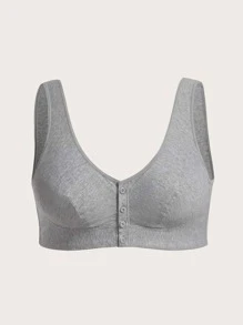 大碼前紐扣文胸 - 淺灰色 - 查看 1
