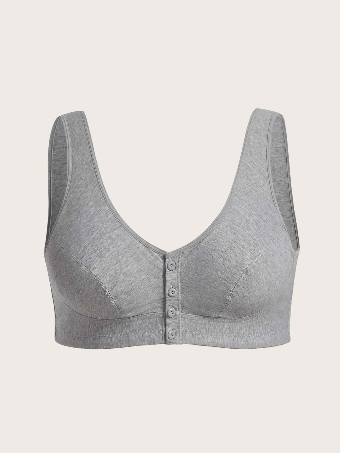 大碼前紐扣文胸 - 淺灰色 - 查看 1