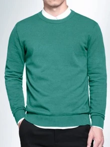 Manfinity Homme Men 1pc Round Neck Jumper - Green - View 1