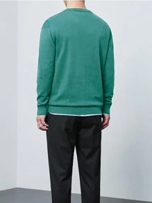 Manfinity Homme Men 1pc Round Neck Jumper - Green - View 2