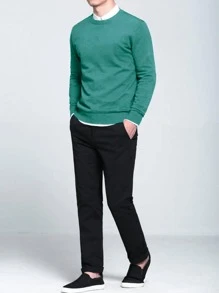 Manfinity Homme Men 1pc Round Neck Jumper - Green - View 3