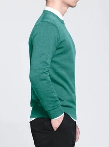 Manfinity Homme Men 1pc Round Neck Jumper - Green - View 4