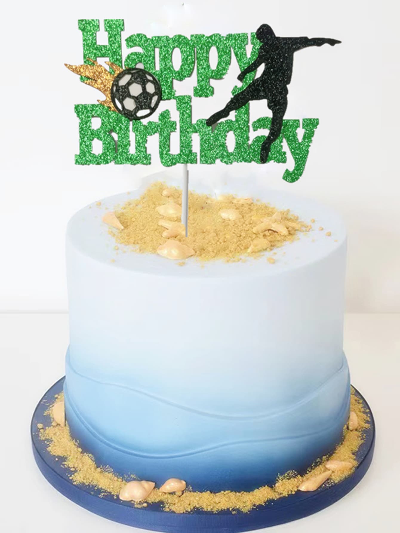 1入組足球和字母裝飾生日蛋糕裝飾 - 彩色 - 查看 1