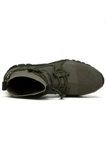 Men Lace-up Front Hiking Shoes - Army Green - View 2