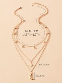 Vòng cổ xếp tầng quyến rũ hình ngôi sao và mặt trăng - Vàng - Xem 4