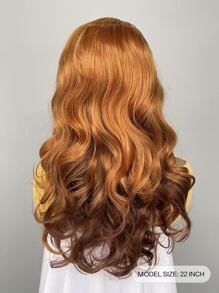 13 * 4 * 1T Lace Wig, Golden Brown Large Wavy Llong Curly Synthetic Wig - Multicolor - View 3