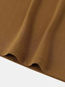 Manfinity Hombres Camiseta con estampado de letra ribete en contraste - Marrón - Ver 4