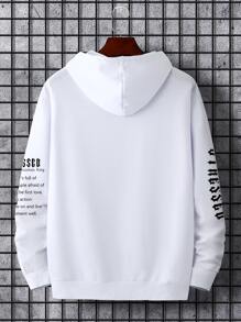 Manfinity LEGND 男士標語圖案抽繩連帽衫 - 白色 - 查看 2