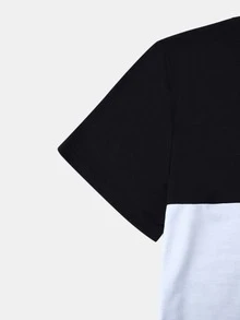 Manfinity Hombres Camiseta con estampado de letra - Blanco y Negro - Ver 3