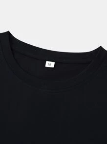 Manfinity Hombres Camiseta con estampado de letra - Blanco y Negro - Ver 4