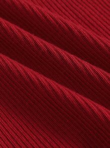 SHEIN Unity 剪裁前高领短款背心，适合新年服装 - 紅色 - 查看 3