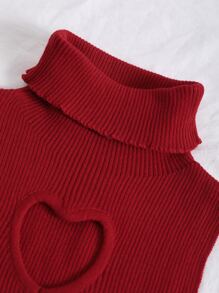 SHEIN Unity 剪裁前高领短款背心，适合新年服装 - 紅色 - 查看 4