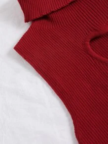 SHEIN Unity 剪裁前高领短款背心，适合新年服装 - 紅色 - 查看 5